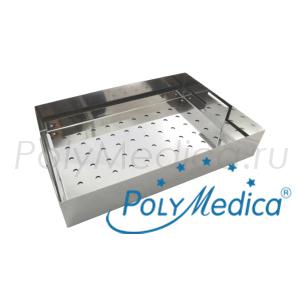 Контейнер для жидкостной стерилизации медицинских инструментов с крышкой 315х215х30 мм